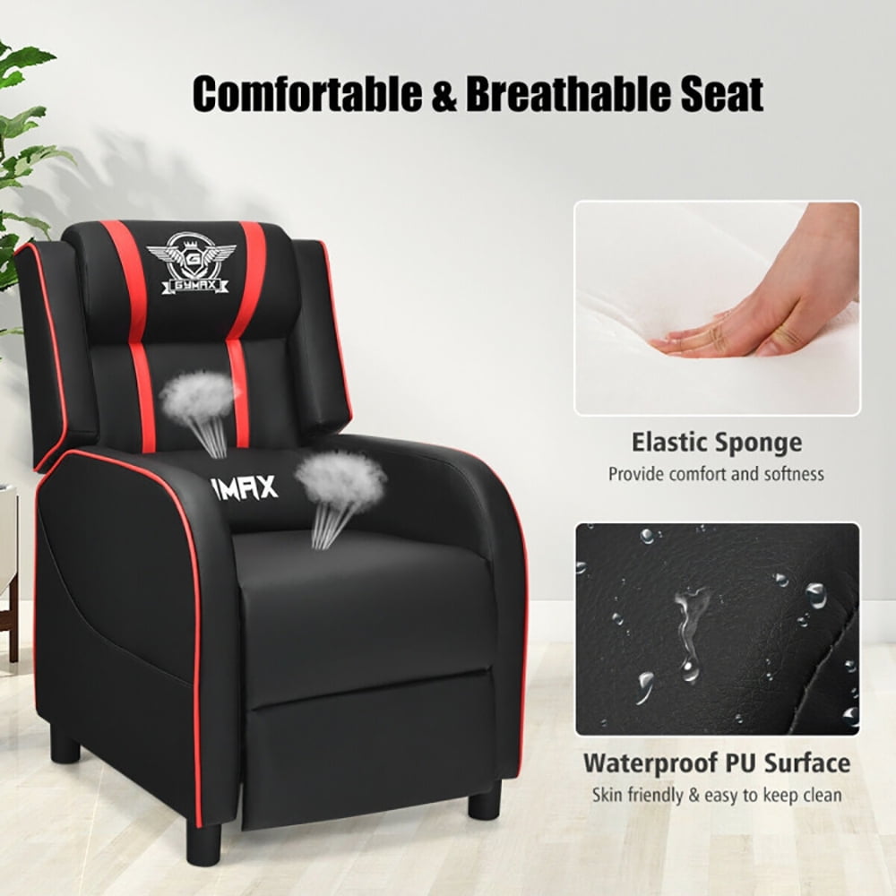 Finihen Massage Recliner Chair, Massage Racing Gaming Single Recliner Chair, for Gaming Room, Home Theater, Red Finihen Massage Recliner Chair, Massage Racing Gaming Single Recliner Chair, for Gaming Room, Home Theater, Red