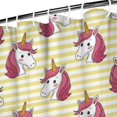 thumbnail image 3 of Yellow Striped Cartoon Unicorn Head Pattern Shower Curtain 72"x84" ,Bathroom Decorative Shower Curtains Set with 12 Hooks,Modern Waterproof Washable Shower Curtain, 3 of 6