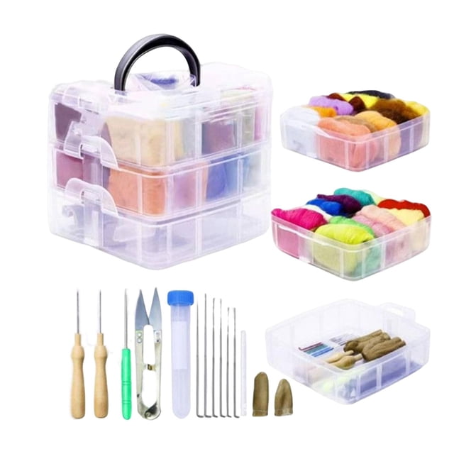 de fieltro de portátil, caja de almacenamiento de fieltro de de 24 colores de inicio Suministros de Wandteppich para decoración del perfecl Fieltro Artesanía Lana