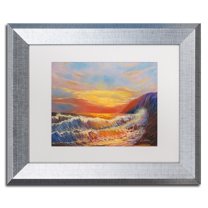 Trademark Fine Art "Hawaiian Sunset" Canvas Art by Manor Shadian, White Matte, Silver Frame