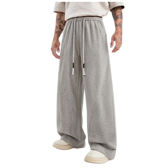 ZVNAΖH Baggy Sweatpants Men Oversized Casual Y2k Streetwear Wide Leg Sweatpants Drawsring Athletic Joggers with Pockets