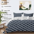thumbnail image 4 of Navy Blue Morocco Bedding 3 Piece Duvet Cover Set Twin Size, Modern Farmhouse Minimalist Plaid Soft Microfiber Comforter Cover with Zipper Closure & Pillowcases, Wrinkle & FadeResistant Quilt Cover, 4 of 9