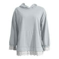 thumbnail image 4 of Essentials Hoodie for Women Solid Lace Hem Long Sleeve with Pocket Casual 2026 Fall Trendy Outfits, 4 of 5