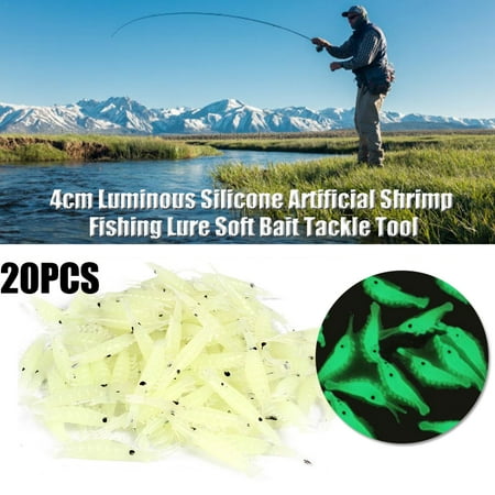 20Pcs 4cm/1.57 Luminous Silicone Artificial Shrimp Fishing Lure Soft Bait Tackle Tool