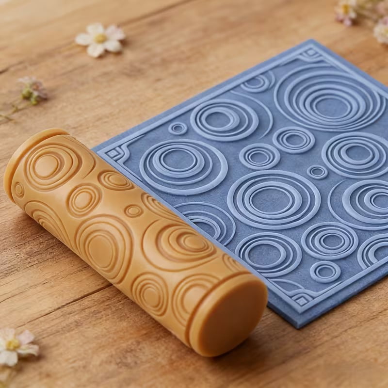 Artistic Swirl Textured Embossed Polymer Clay Roller - Ceramic Sculpture Texture Design Tool for Valentine's Day, Easter and Spring Art Creations