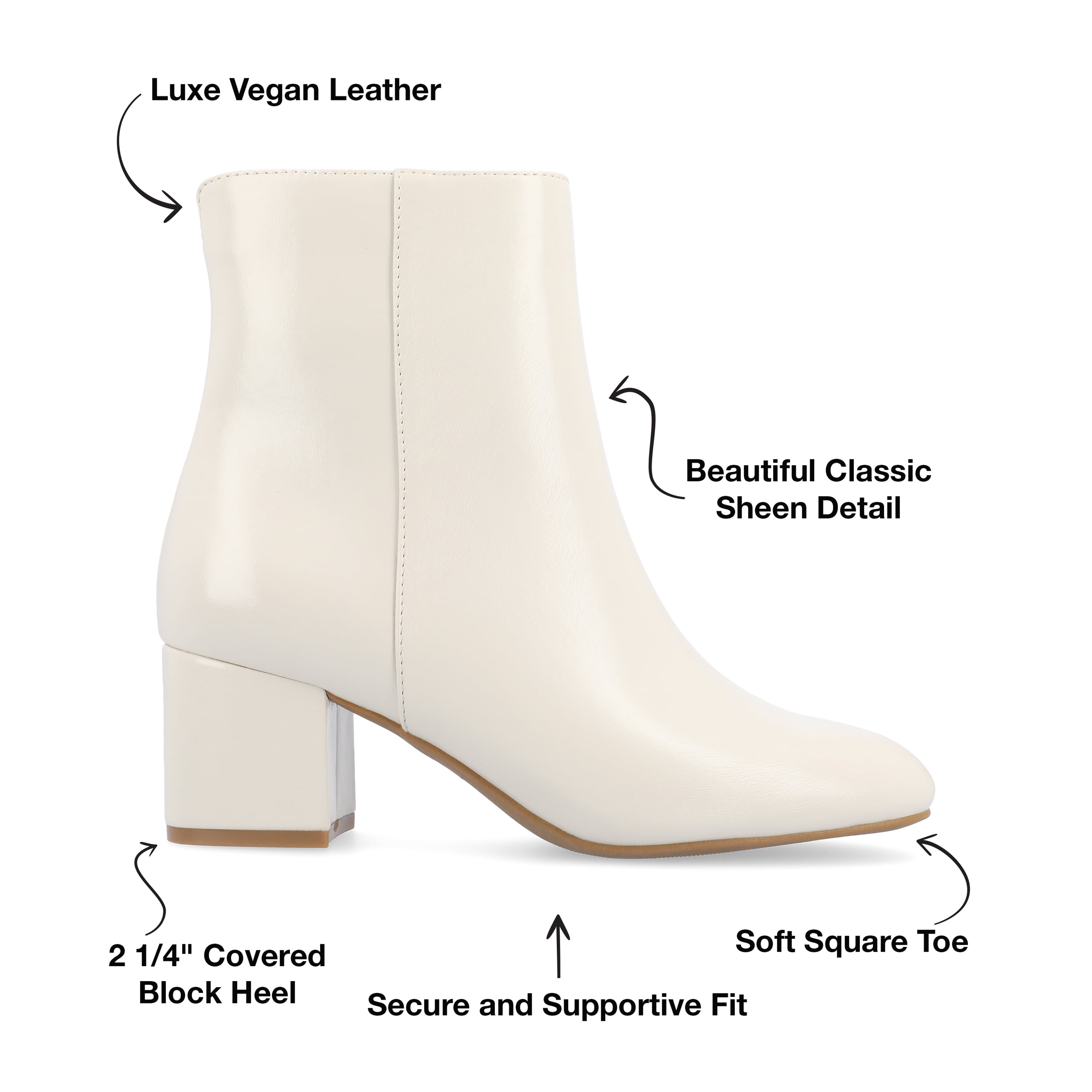 Journee Womens Adria Vegan Leather Square Toe Booties