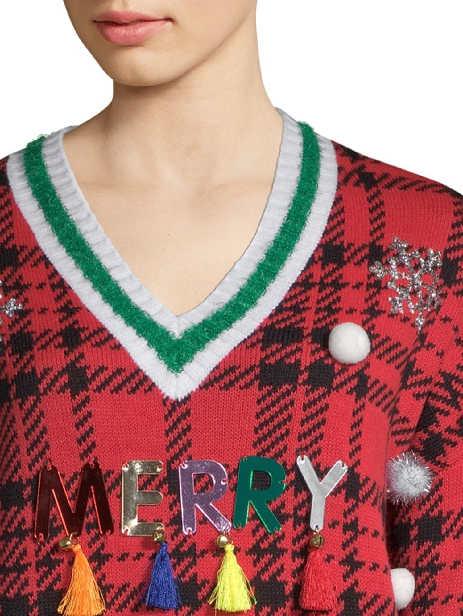 Plaid ugly christmas sweater top