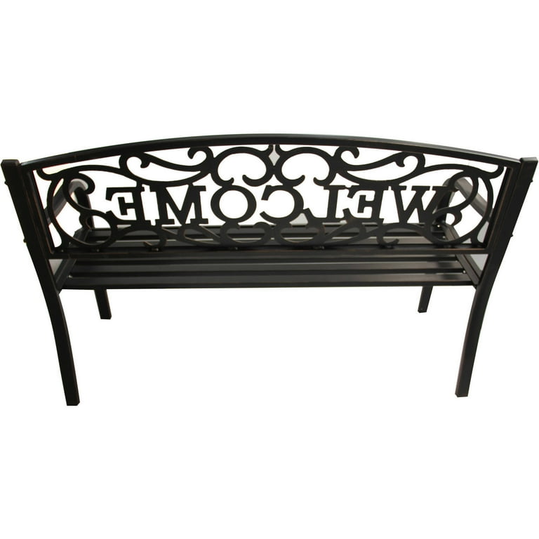 Metal welcome online bench