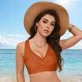 thumbnail image 6 of HCNTES Push Up Bikini Top for Women U Wired Wide Straps Swimsuit Tops Scoop Neck Padded Lace Up Back Bathing Suit Top Only(XL,a66-Orange), 6 of 7