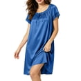 thumbnail image 2 of SELONE Lace Dress for Women Short Crew Neck Sleep Dress Pleated Lace Solid Short Sleeve Midi Dress Fashion House Dress, 2 of 7