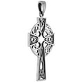 thumbnail image 2 of Large 2 inch Sterling Silver Celtic Cross Necklace Triquetra High Cross for Men Diamond-Cut Oxidized finish 18 inch BX_24, 2 of 4