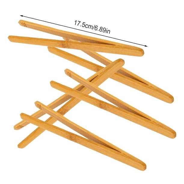 Advancent Pinzas de bambú para cocina de 5 piezas, ligeras y fáciles de usar, adecuadas para el diario, pinzas para tostadas de bambú, pinzas Teteras