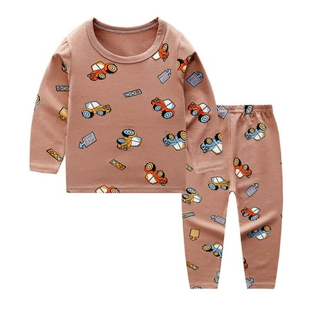 

EHTMSAK Infant Baby Toddler Children Girl Cartoon Print Outfits T Shirts and Pants Set Long Sleeve Clothing Set Coffee 6M-10Y 160