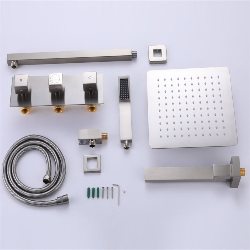 Kepooman 12" Temperature Control Shower System, Bathroom Shower System with Rough-in Valve for Home