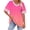 Hot Pink, variant on Women's Tee Casual Short Sleeve V Neck,Loose Fit Ombre Color Block Top,Soft Gradient Print Blouse with Striped Cuffs,Stylish Summer T-Shirt