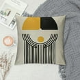 thumbnail image 2 of COMIO  Pillow Covers Yellow Abstract Patterns Mid Century Modern Simple Geometric Circle Black Stripe and Gold Throw Pillows Decorative Home Decor Couch Sofa Bedroom Outdoor, 2 of 5