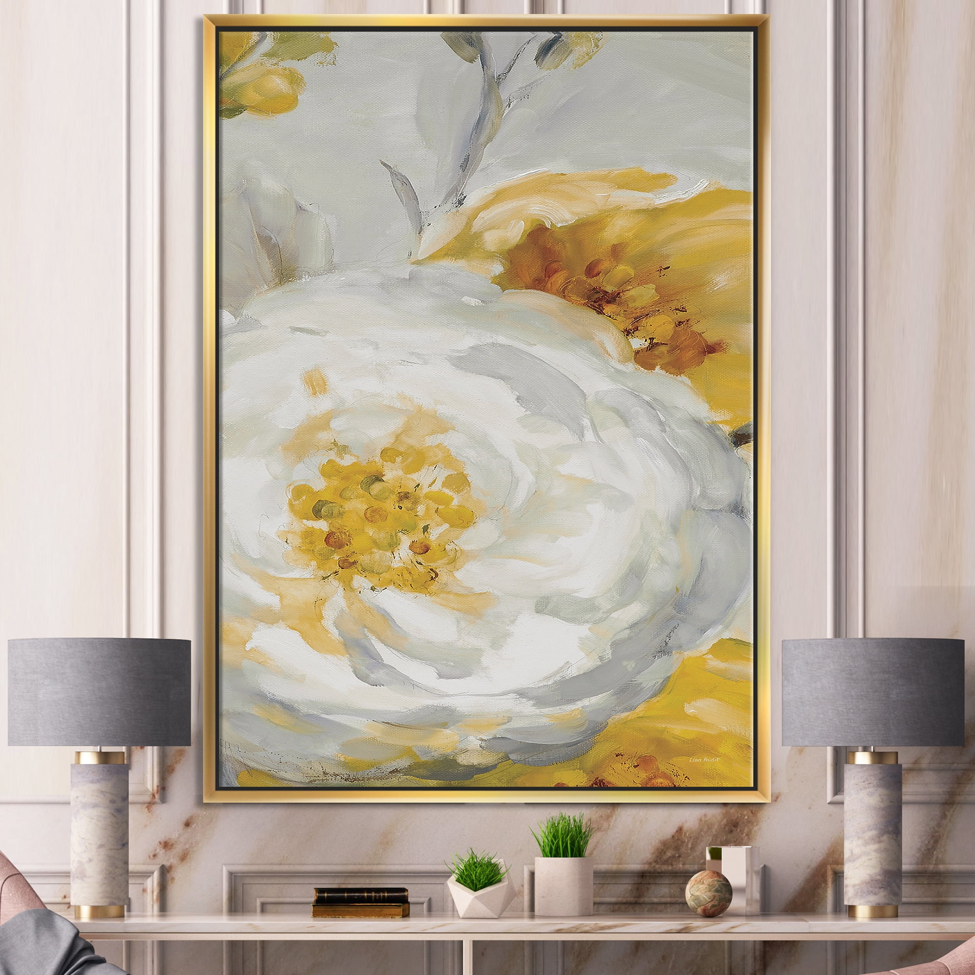 Designart ' Sunshine Yellow Flower I ' Floral Framed Canvas