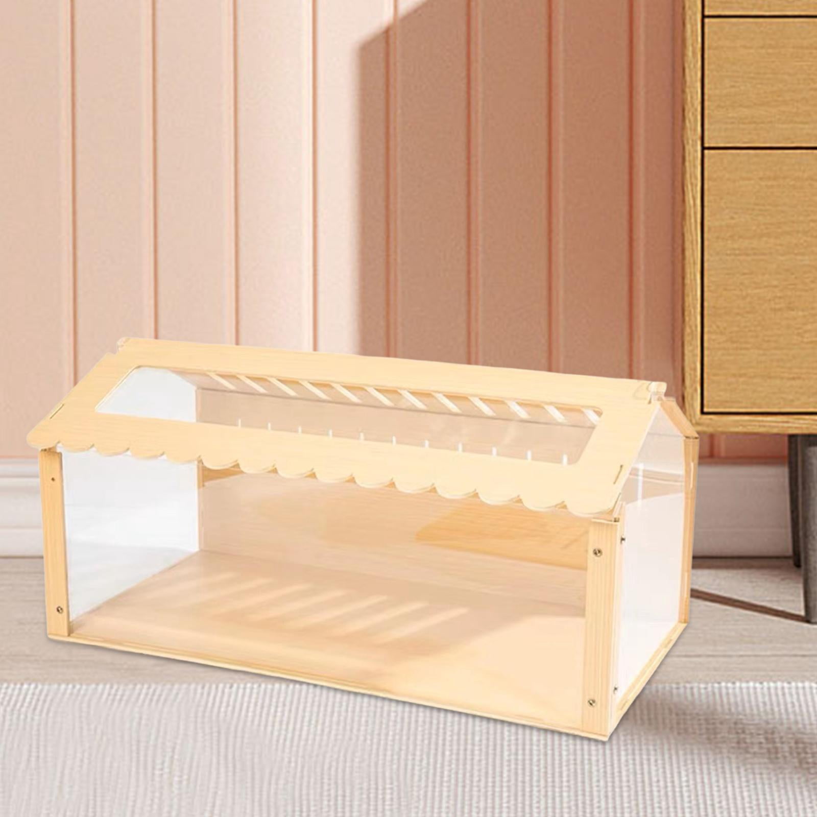 Tooyful Hamster Habitat Nesting Habitat Exercise Toy Durable Activity Platform Tunnel Exploring Toys Wood Playground for Hedgehog Guinea Pig 60x29x32CM