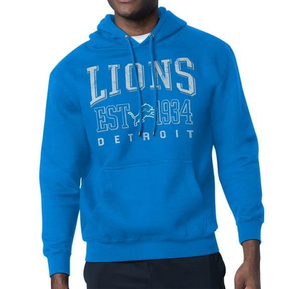 Men's Starter Blue Detroit Lions Retro Team Logo Pullover Hoodie