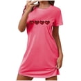 thumbnail image 2 of Camisón corto de talla grande para mujer, camisón de manga corta con estampado de pecho a la moda, camisón para mujer, 2 of 3