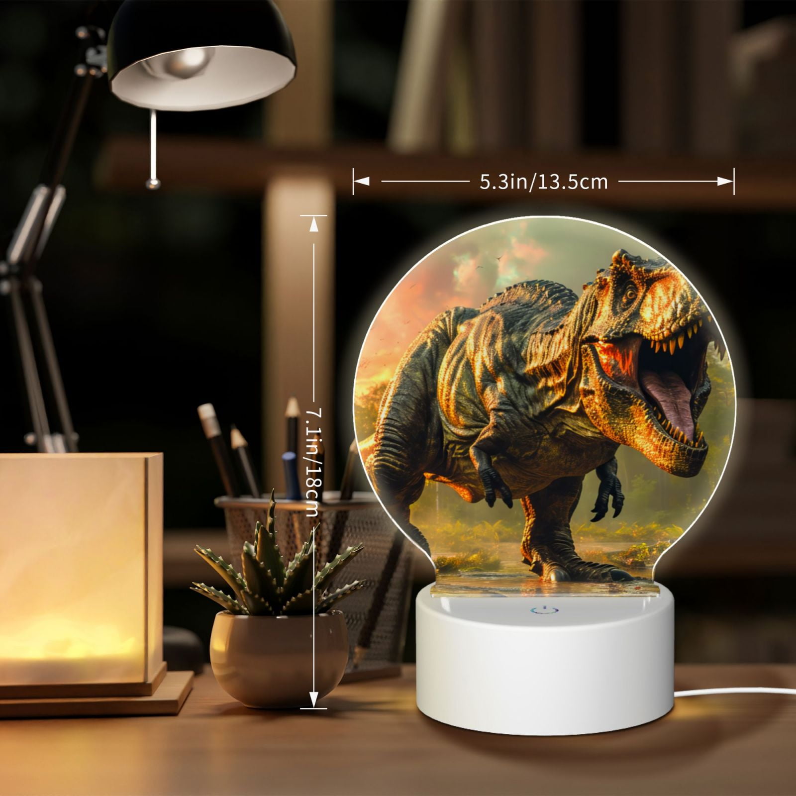 Naloa Realistic Style Forest Dinosaur Acrylic LED Night Light Custom LED Lights Personalized Nightlight Customized Gifts for Family Couples Friends