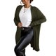 thumbnail image 4 of Cárdigan informal liso con capucha, manga larga, verde militar, talla grande (mujer), 4 of 4