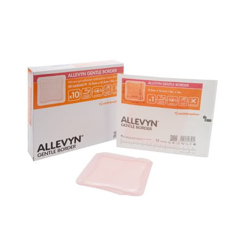 Allevyn Gentle Border Silicone Foam Dressing 5 X 5 Inch Square Silicone Gel Adhesive with Border Sterile, 5 Pack - 66800279