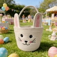 thumbnail image 7 of Beautynvta Easter Bunny Basket, Small Bunny Woven Basket with Handle, Easter Gifts Basket Egg Hunt Baskets, Holiday Decorative Storage Basket, Pink, 7 of 7