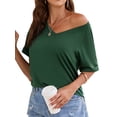thumbnail image 2 of YouLoveIt Women's Tshirt Summer Tops Short Sleeves T Shirt V neck T-Shirt Plus Size Casual V Neck Summer Tops Casual Top T-shirt Blouses Summer Loungewear, 2 of 8