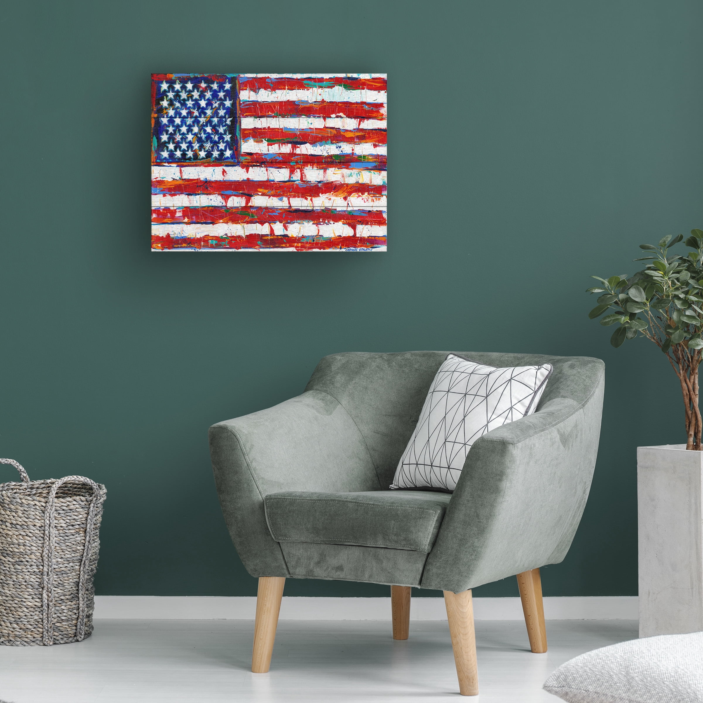 Carolee Vitaletti 'Dramatic Stars And Stripes' Wood Slat Art 12x16