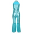 thumbnail image 4 of iiniim Kids Girls Disco Outfit 70s 80s Prom Sparkle Flare Jumpsuit Rave Party Full Bodysuit Sky Blue 6, 4 of 7