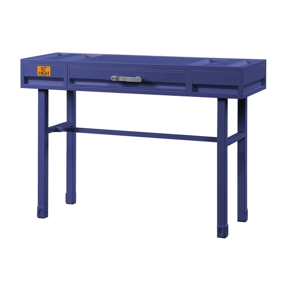 Blue Rectangular Writing Desk with 1 Drawer - Secure Drawer Operation for Office
