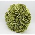 thumbnail image 2 of Fennco Styles Multi Rose Motifs Felt 15-inch Round Decorative Throw Pillow (Lime, Case Only), 2 of 5