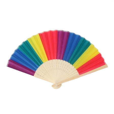 

Rainbow Hand Held Folding Fan Dance For Wedding Themed Parties Decoration Fan