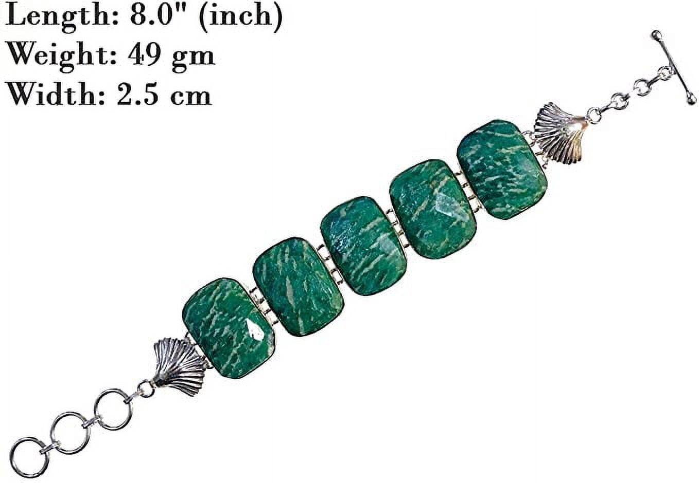 Tibetan Silver Amazonite Gemstone Bracelet for Women – Handmade 925 Silver Plated Designer Jewelry for Party & Fashion