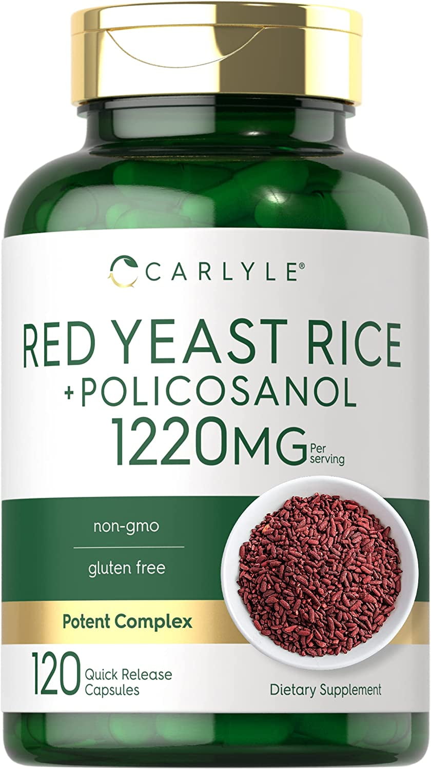 Red Yeast Rice with Policosanol 1220mg 120 Capsules by Carlyle