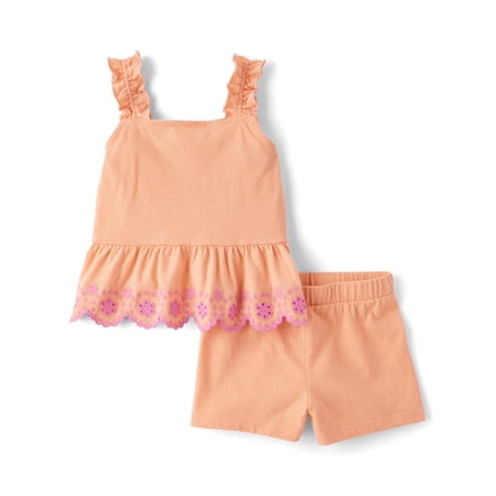 The Children's Place Toddler Girls Sleeveless Eyelet Outfit Set, 2-Piece, Sizes 12M-5T