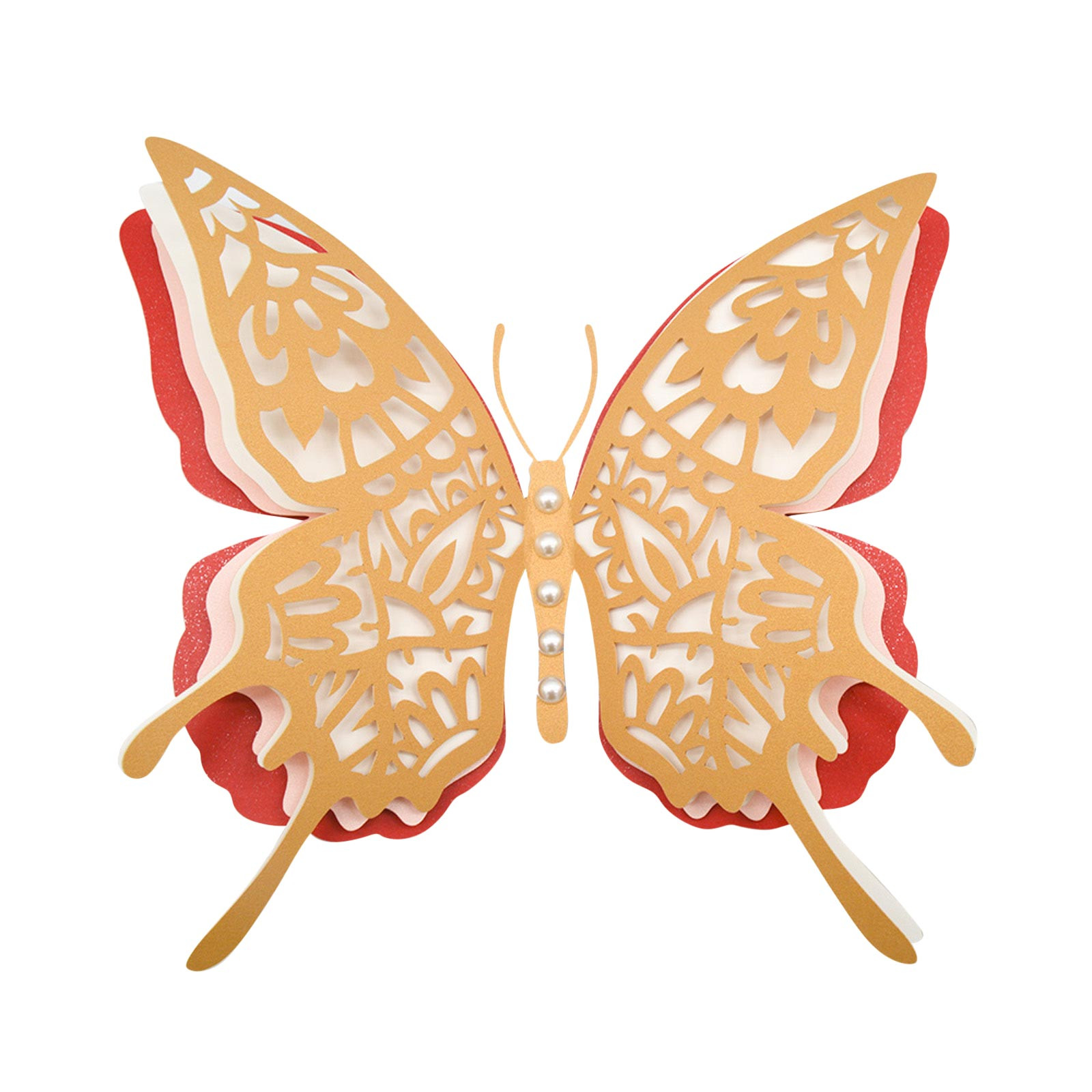 Veki Three Dimensionals Four Layer Color Hollow Pearl Paper Butterfly