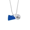 thumbnail image 2 of Delight Jewelry Acrylic 1.25" Royal Blue Megaphone Silvertone Script Initial Disc - K - Charm Necklace, 20"+3", 2 of 4