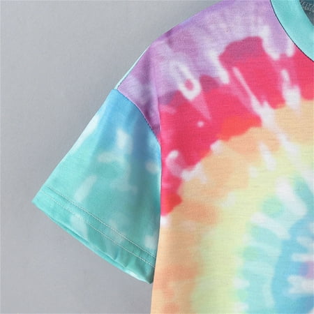 

dmqupv Kids T Shirt Kids Toddler Baby Girls Spring Summer Colorful Print Cotton Short Sleeve Tshirt Pretty Little Liar Shirts Blue 3-4 Years