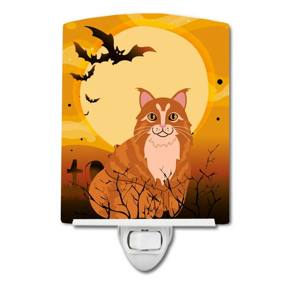 Caroline's Treasures BB4448CNL Halloween Maine Coon Cat Ceramic Night Light, 6x4x3", multicolor