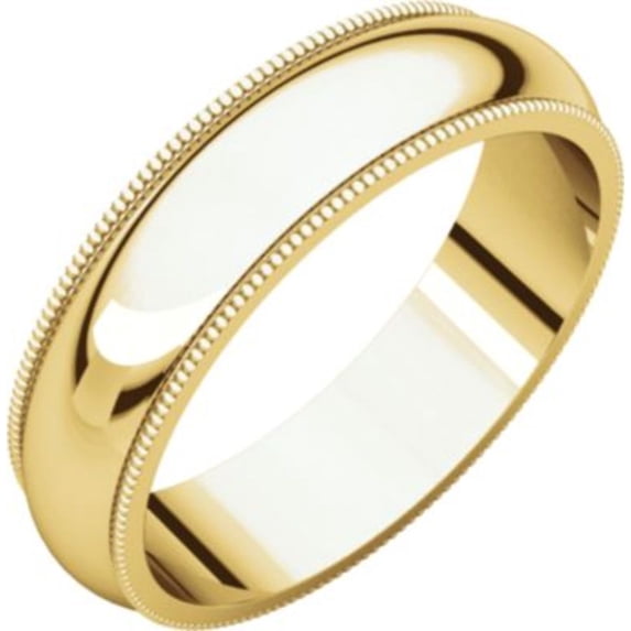 5mm Comfort Fit Milgrain Band in 14k Yellow Gold - Size 9