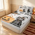 thumbnail image 3 of Erosebridal Kawaii Ghost Zipper Full Size Comforter Sets with Fitted Sheet and 2 Pillowcases, Halloween Black Cat Zipper Bedding Set for Boys Girls, White Orange Black, Gray Reversible, 3 of 7