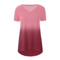 thumbnail image 4 of ICHUANYI Clearance Women's Fashion Gradient Printed Blouse V-neck Short Sleeve Loose T-shirt Tops(Pink, S) ICHUANYI WER2023081007286, 4 of 5