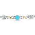 thumbnail image 3 of Gem Stone King 925 Silver and 10K Yellow Gold Green Turquoise and White Moissanite and White Lab Grown Diamond Bracelet for Women | 2.25 Cttw | Gemstone | Cushion 6MM | Fully Adjustable 9 inch, 3 of 5