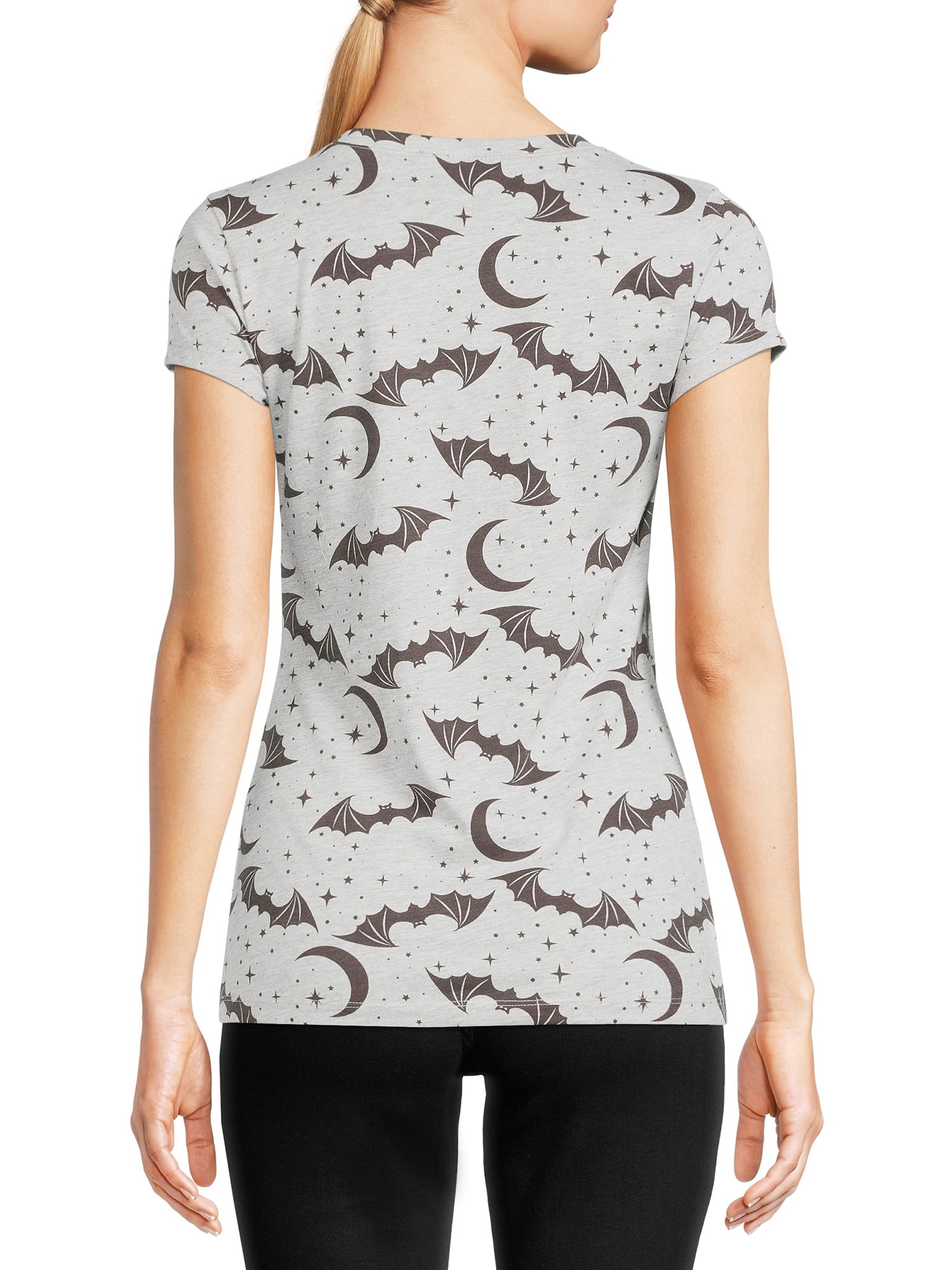 License Women's Bat Print T-Shirt with Short Sleeves