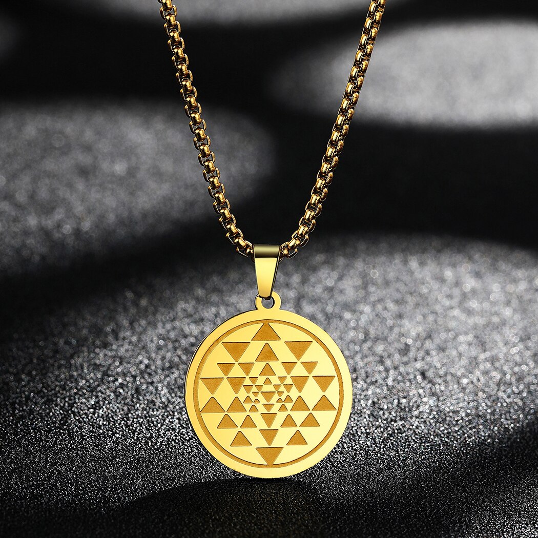 Stainless Steel Silver Sri Yantra Charm Silver Sri Yantra Pendant Sri
