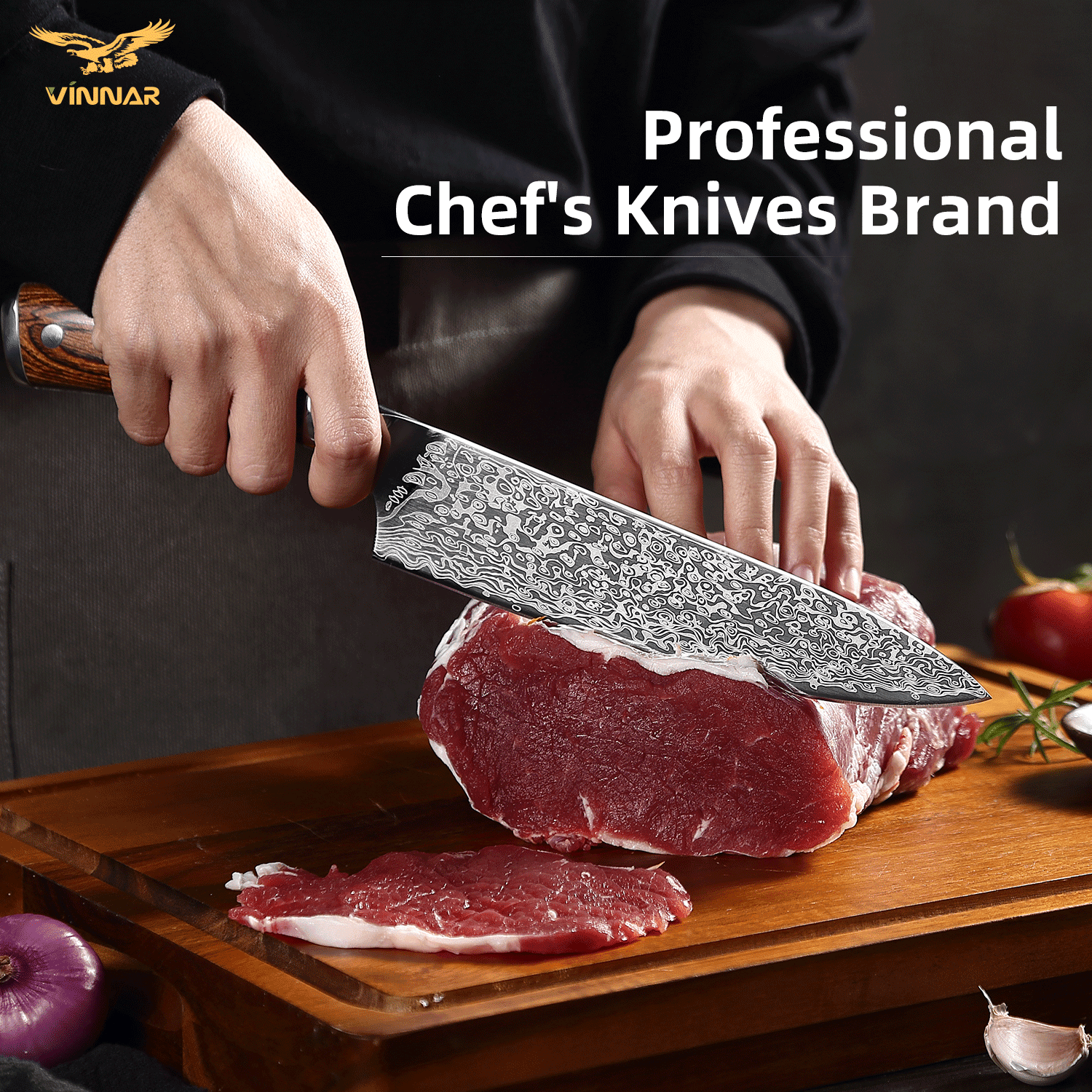 Chef Knife ,Professional Kitchen Knives 8 inch Japanese Stainless Steel Meat Cleaver Colored Solid Wood Handle