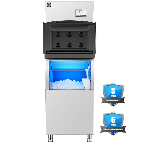 NSF 660 Lb. Daily Production Cube Ice Freestanding Ice Maker, Built-In Ice Maker, Commercial Ice Machine
