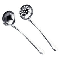 Limei Soup Ladle Metal 430 Stainless Steel Ladles Spoon And Slotted Colander Spoon Set Small Soup Ladle With Holes Strainer Scoop Ladles For Serving Gravy Hot Pot Or Restaurant (Soup Ladle)